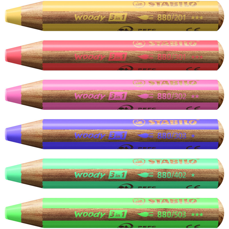 Pastelové pastelko-vodovko-voskovky STABILO® Woody 3 in 1 pro nejmenší