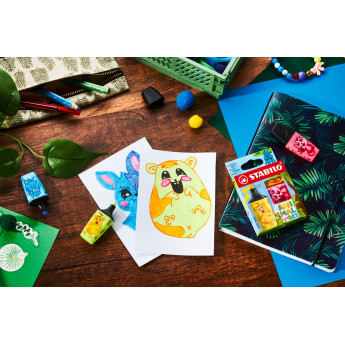 Zvýrazňovač STABILO BOSS MINI Animal Vibes 3 ks – neonové barvy