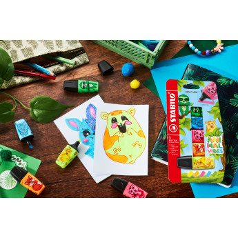 Zvýrazňovač STABILO BOSS MINI Animal Vibes 5 ks – neonové barvy