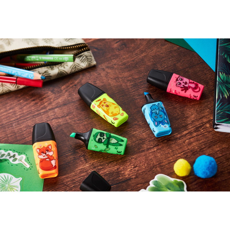 Zvýrazňovač STABILO BOSS MINI Animal Vibes 5 ks – neonové barvy