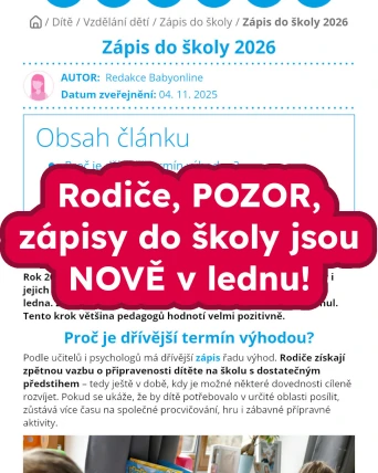 Rodiče, pozor, zápisy do školy jsou nově v lednu!